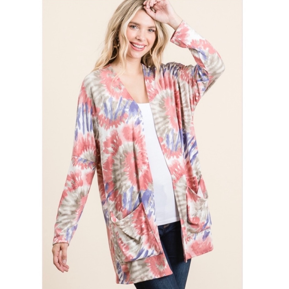 TIE DYED OPEN CARDIGAN